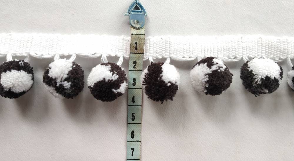 Black and white mixed pom pom trim Fabric Sewing Accessories Pompom Trim Pom Pom Decoration Tassel Ball Fringe Ribbon Ribbon Ball Fringe