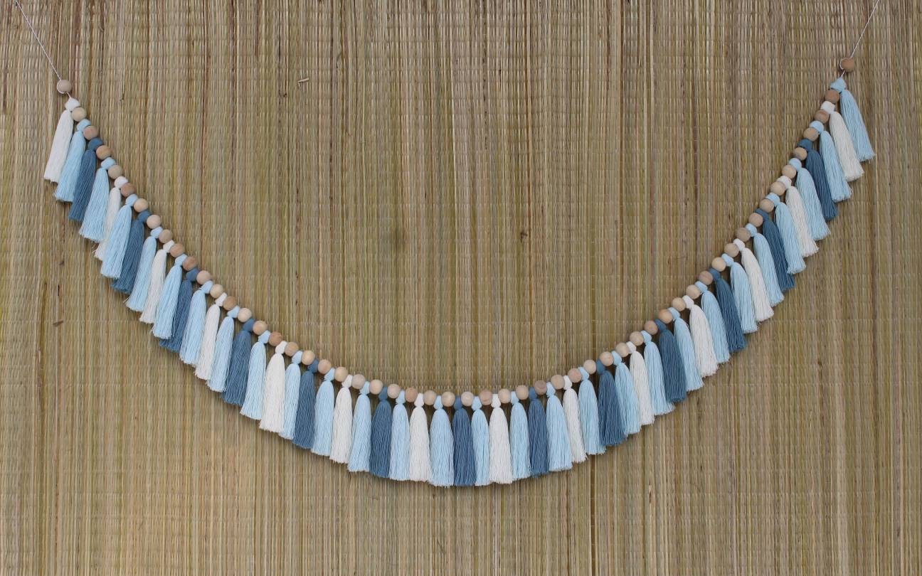 Baby blue county blue ivory tassel garland, garland, tassel garland, nursery garland, party garland, wall hangings, tassel bunting