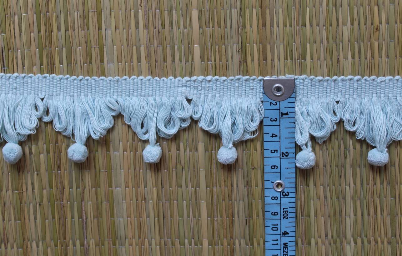 Baby blue pom pom fan edge trim, cotton fan edge trim, pom pom trim, fan edge trim, fringe trim, pom pom trim fringe, decorative items trims