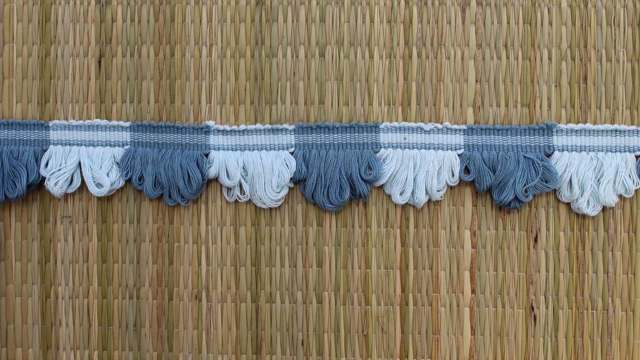 Baby blue and county blue fan edge trim, Fan edge trim woven, cotton fan trim, curtain fringe trimming, fan trim, trimming