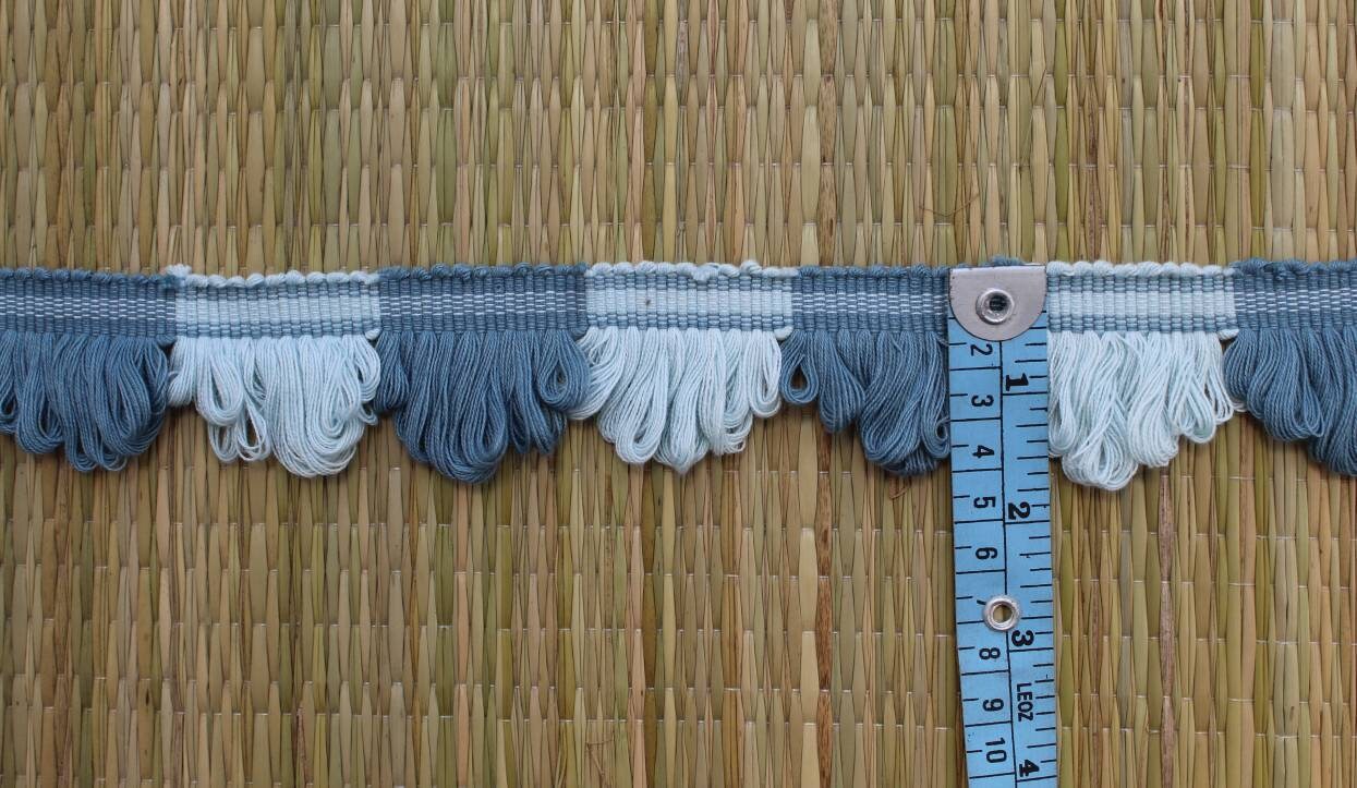 Baby blue and county blue fan edge trim, Fan edge trim woven, cotton fan trim, curtain fringe trimming, fan trim, trimming