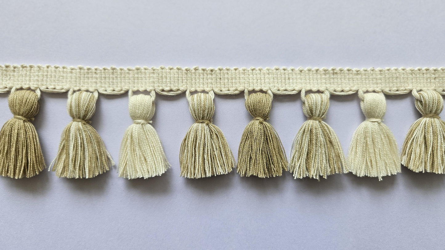 Beige ivory mixed tassel fringe trim, 4cm tassel trim, tassel trim by the yard, tassel fringe, trim for cushions, trim for curtains,