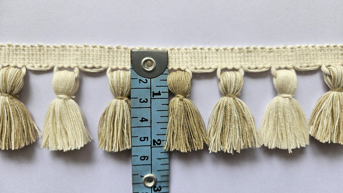 Beige ivory mixed tassel fringe trim, 4cm tassel trim, tassel trim by the yard, tassel fringe, trim for cushions, trim for curtains,