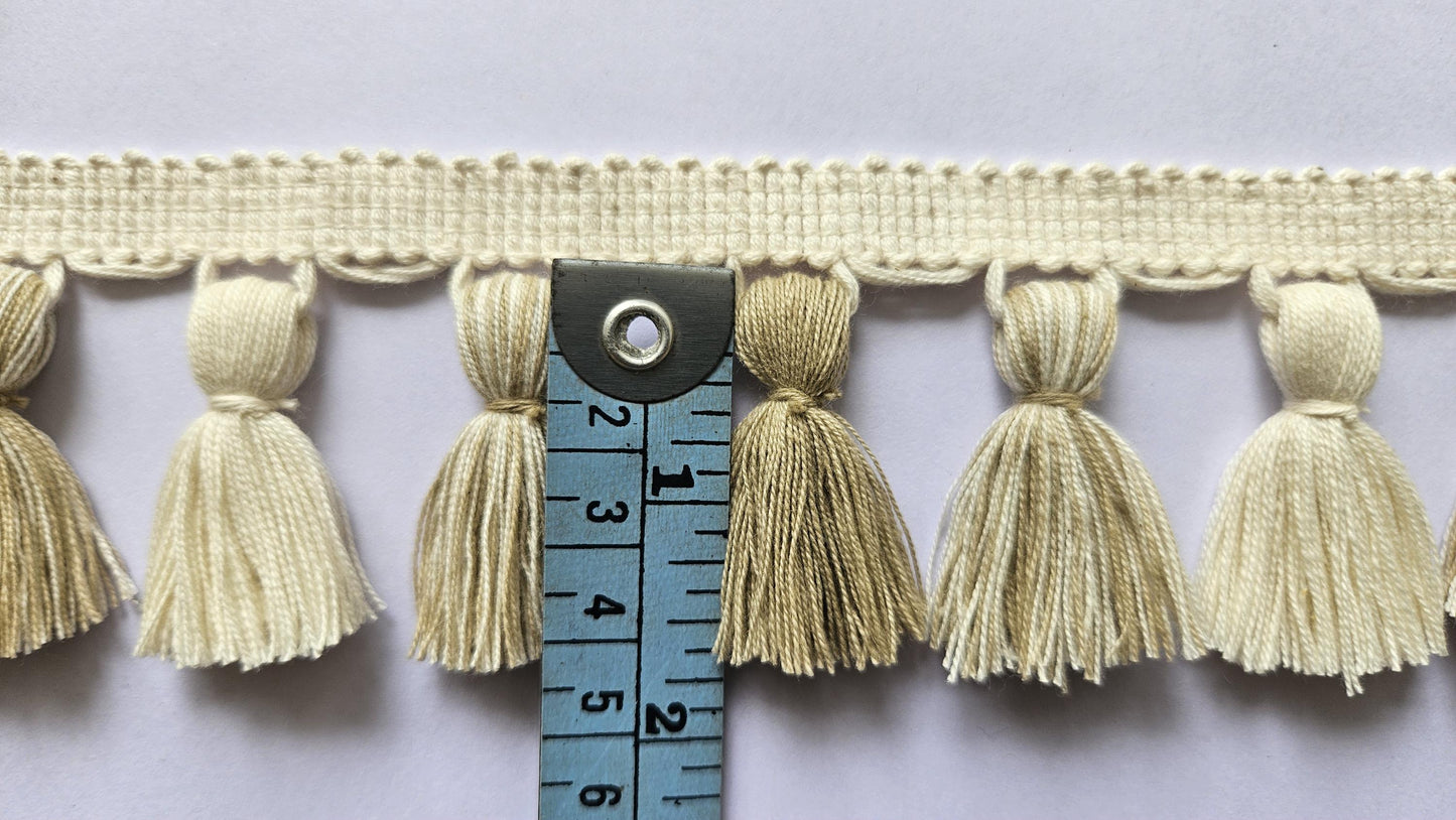 Beige ivory mixed tassel fringe trim, 4cm tassel trim, tassel trim by the yard, tassel fringe, trim for cushions, trim for curtains,