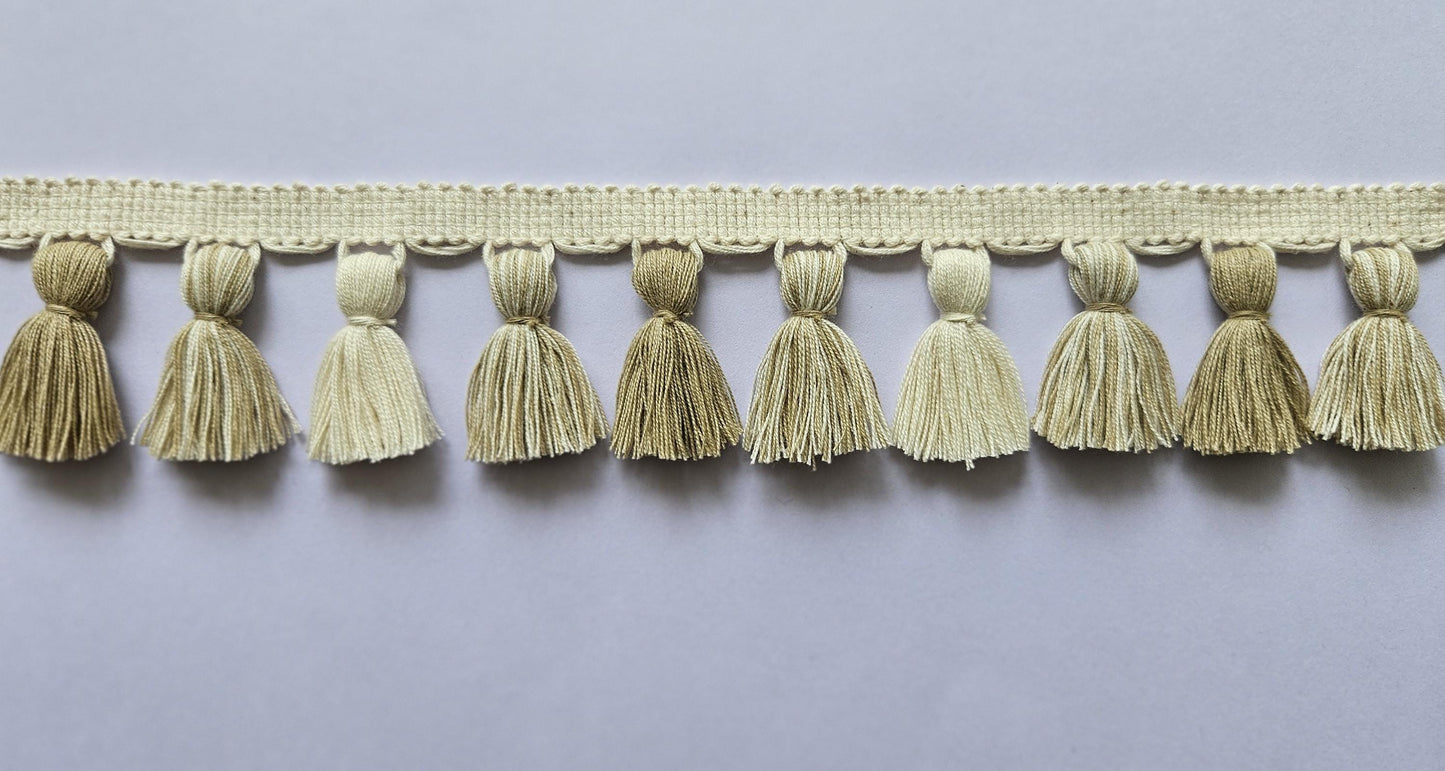 Beige ivory mixed tassel fringe trim, 4cm tassel trim, tassel trim by the yard, tassel fringe, trim for cushions, trim for curtains,
