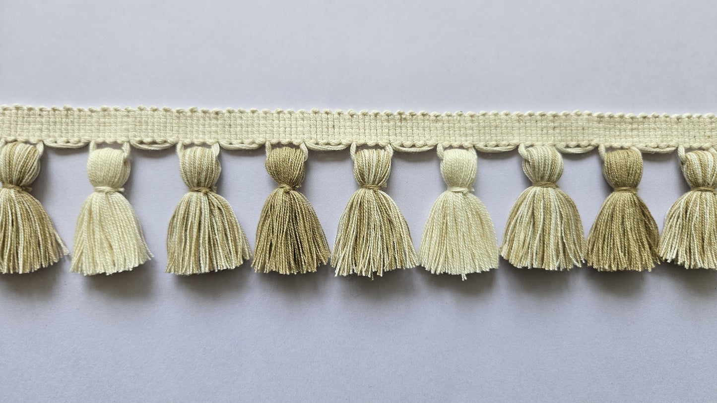 Beige ivory mixed tassel fringe trim, 4cm tassel trim, tassel trim by the yard, tassel fringe, trim for cushions, trim for curtains,