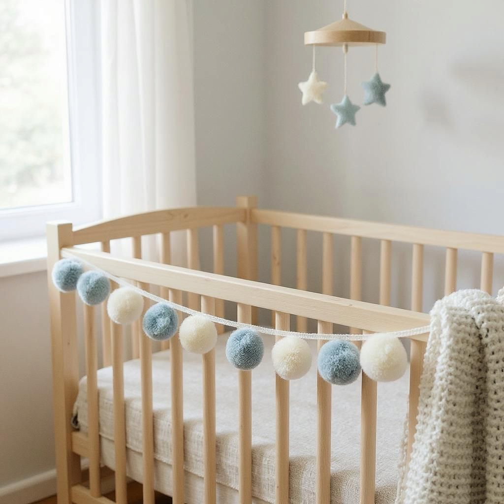 China blue and ivory pom pom trim,  pom pom trim, pom pom fringe, pom pom fringes, bobble trim, pom pom garland, cushion pom pom, pom poms