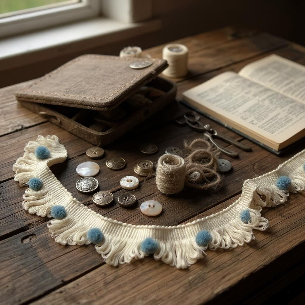 Looped fringe trim, pale blue/county blue pom pom ivory fan edge trim, fan edge trim, pom pom trim, pale blue pom pom trim, ivory fan edge