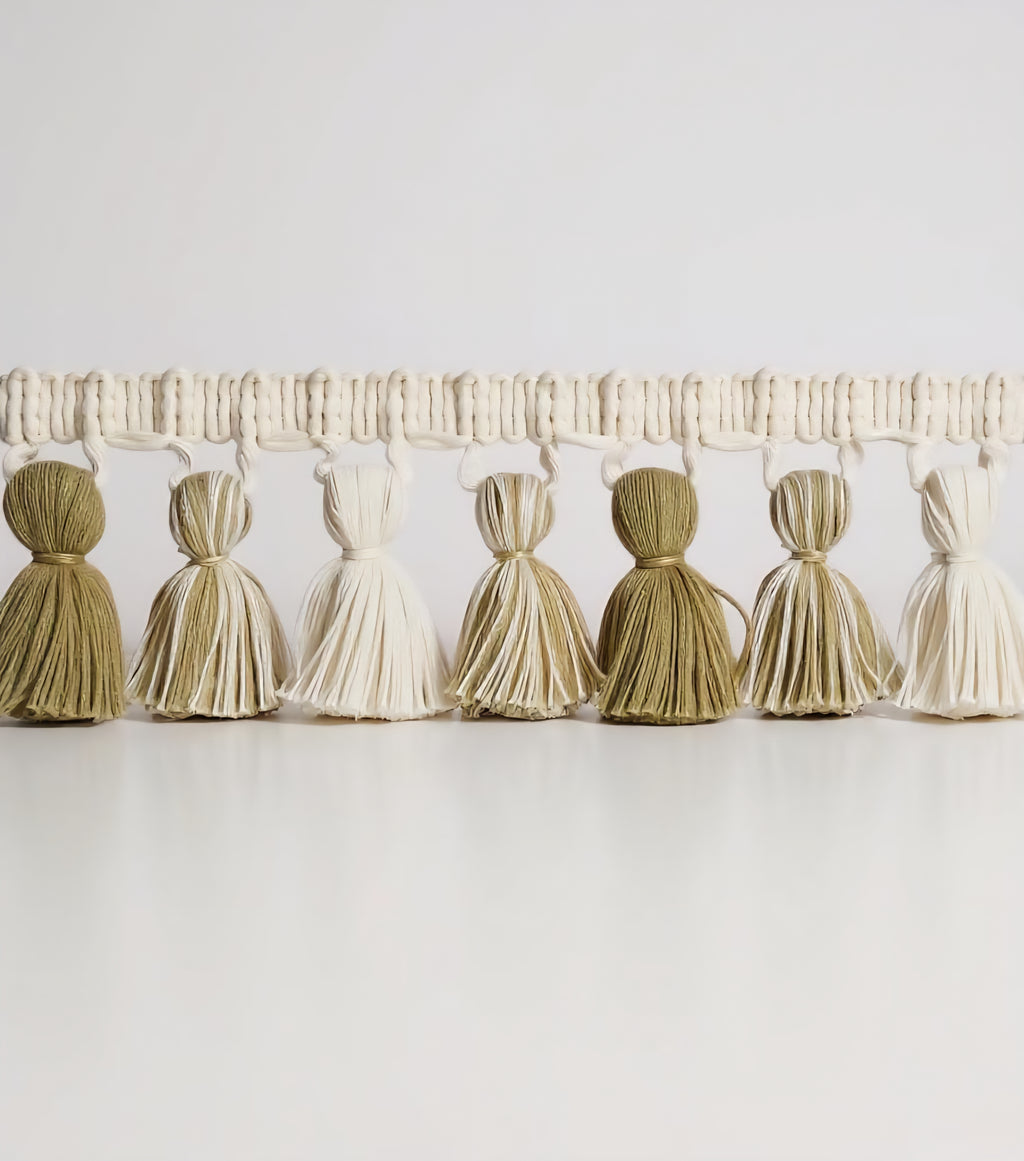 Jute ivory tassel fringe trim, trim by the yard, trim for curtains, tassel fringe, tassel trim, fringe trim by the yard, lampshade fringe