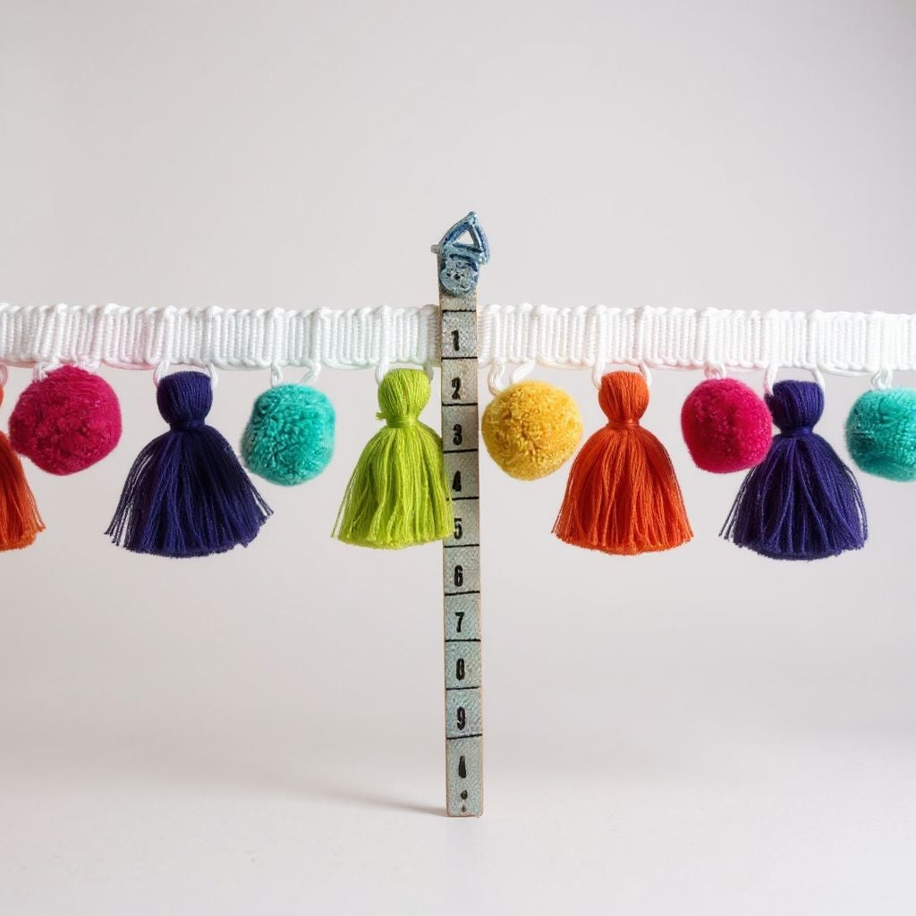 tassel trim by the yard, tassel fringe trim, Tassel trim, pom pom trim, multi colored pom pom tassel trim,blue tassel, yellow pom poms