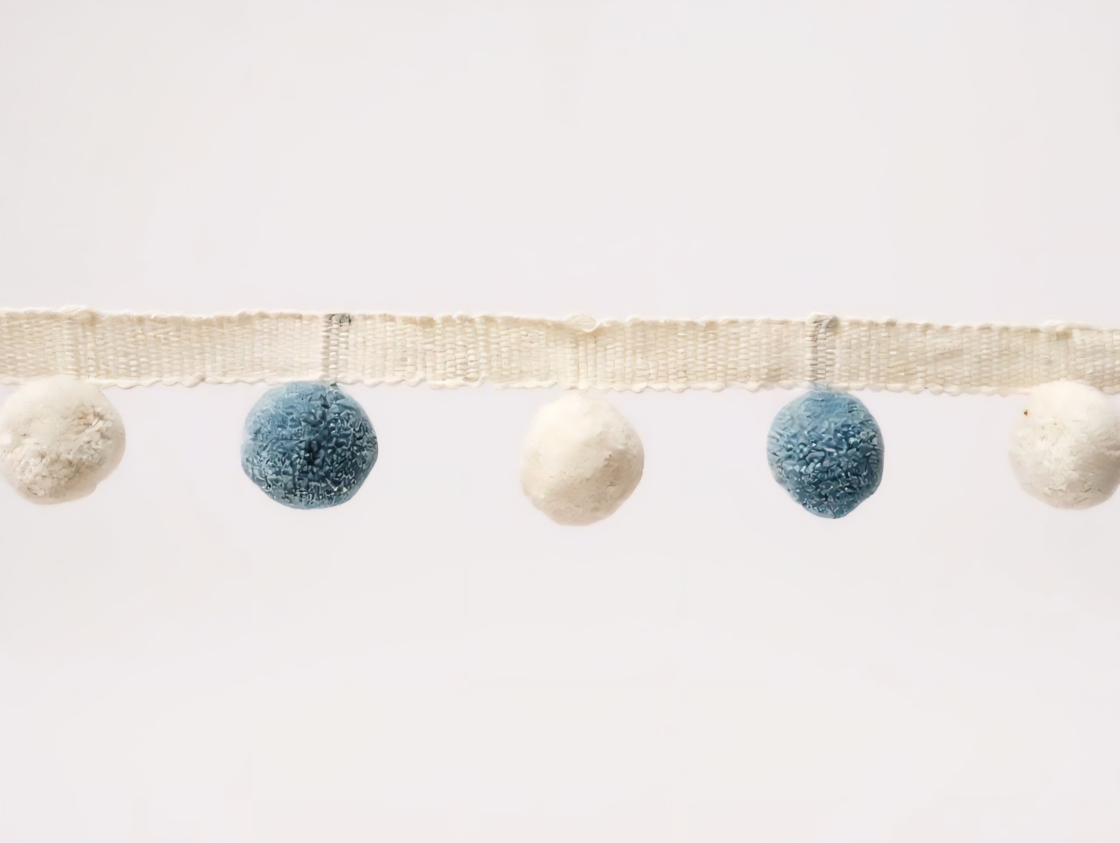 Pom pom trim for home decore, pale blue / county blue  and ivory pom pom trim , mixed color pom poms