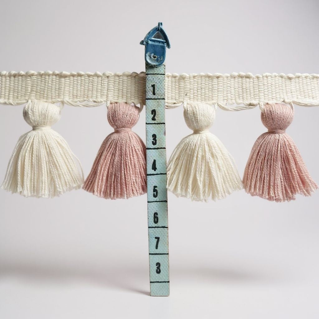 Decorative tassel trim, Blush pink & ivory tassel trim, pale rose and ivory tassel fringe trim