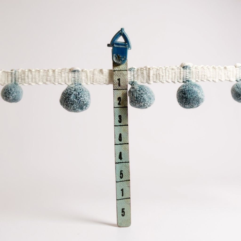 Mini pom pom trim, county blue / pale blue pom pom trim, pom pom trim mini