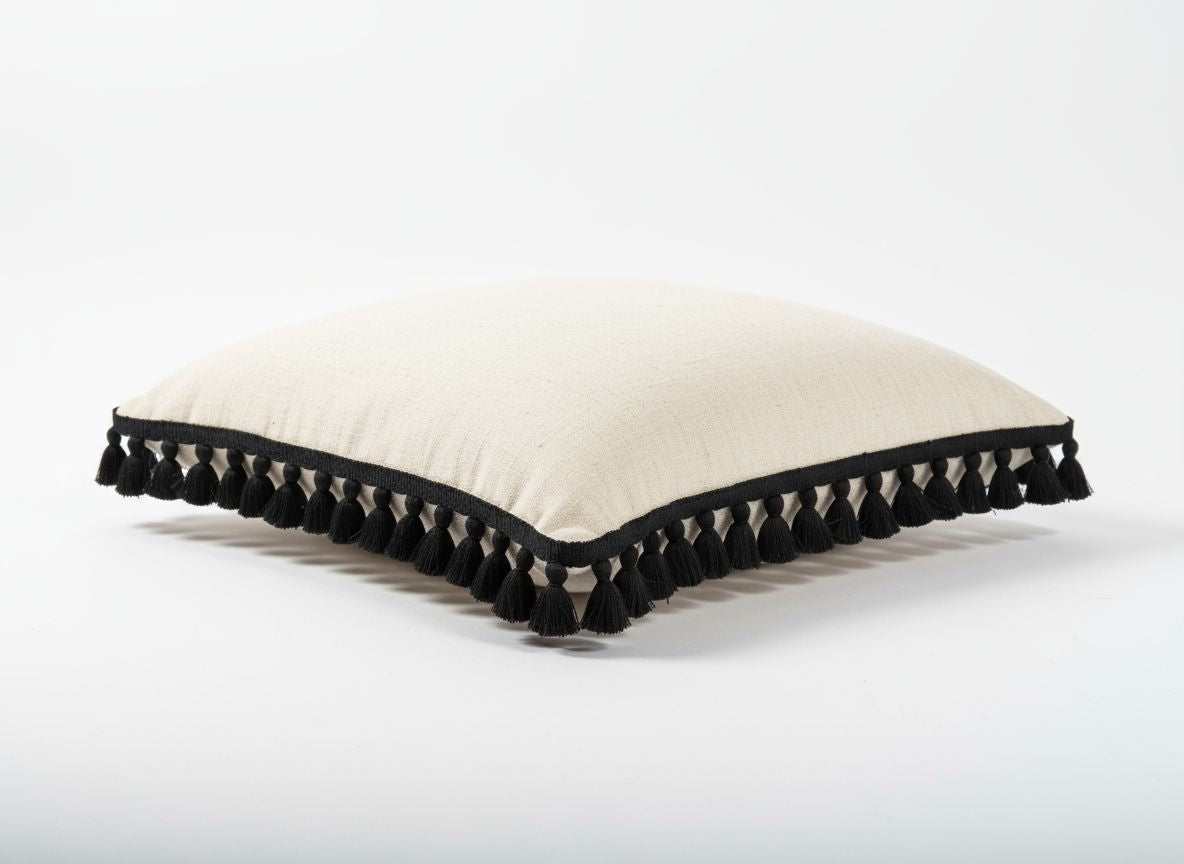 black tassel fringe trim, black trims, tassel trim black, tassel trim by the yard, trim for curtains, trim for cushions, fringe trim