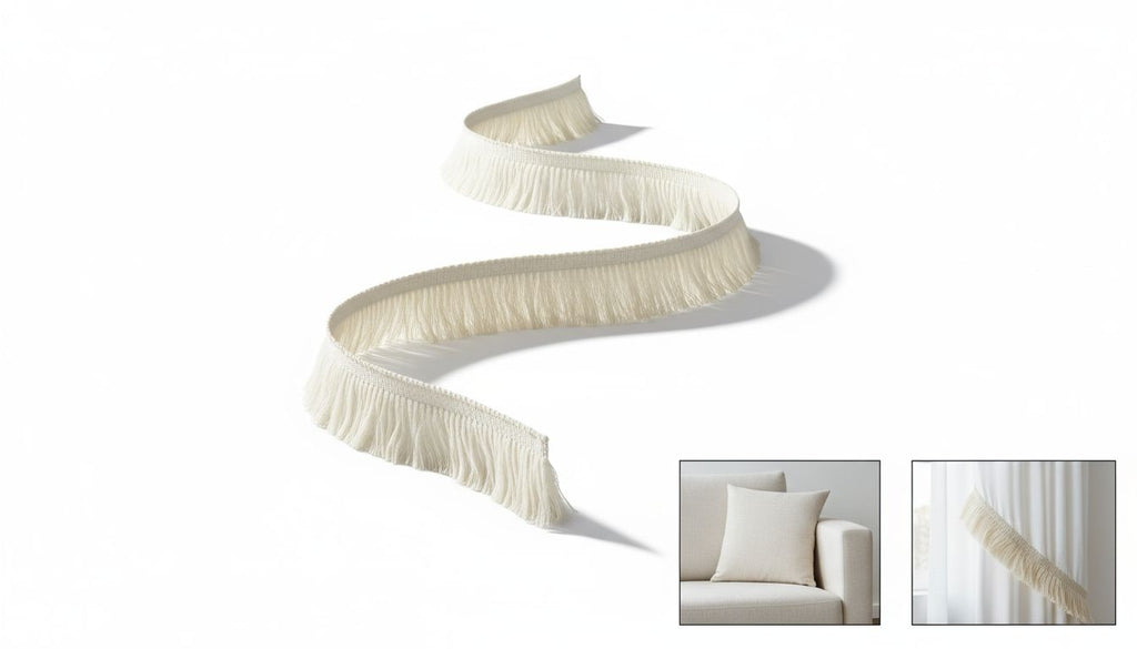 Ivory Brush fringe trim, cotton trim, woven trim, indian trim, ivory cut fringe, trim for curtais, trim for cushions