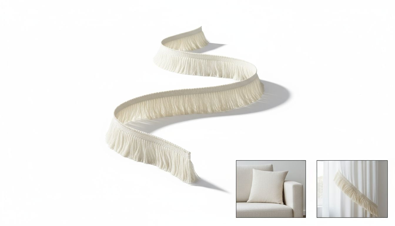 Ivory Brush fringe trim, cotton trim, woven trim, indian trim, ivory cut fringe, trim for curtais, trim for cushions