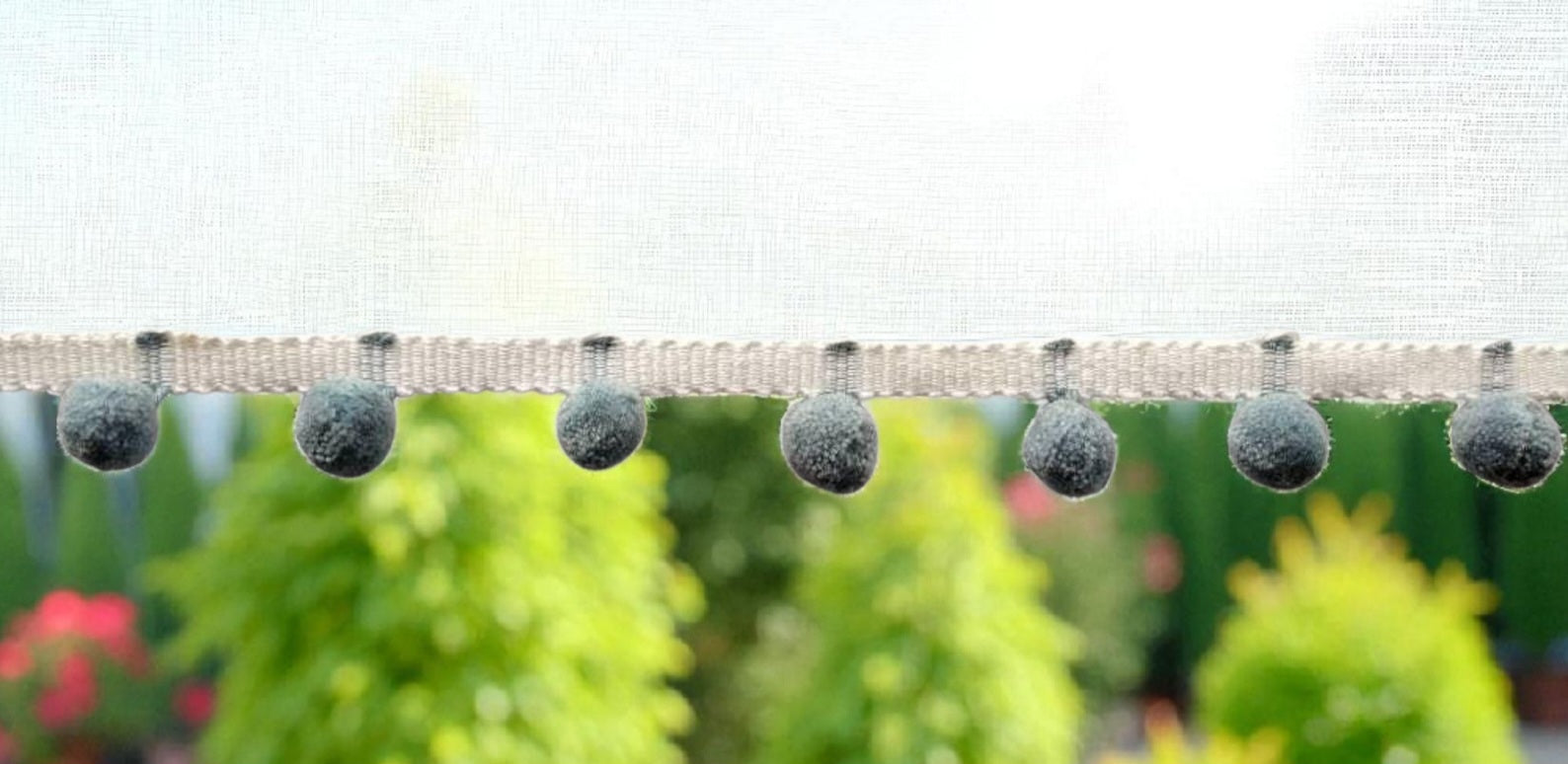 Mini pom pom trim, county blue / pale blue pom pom trim, pom pom trim mini