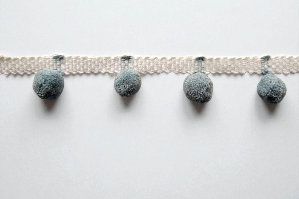 Mini pom pom trim, county blue / pale blue pom pom trim, pom pom trim mini