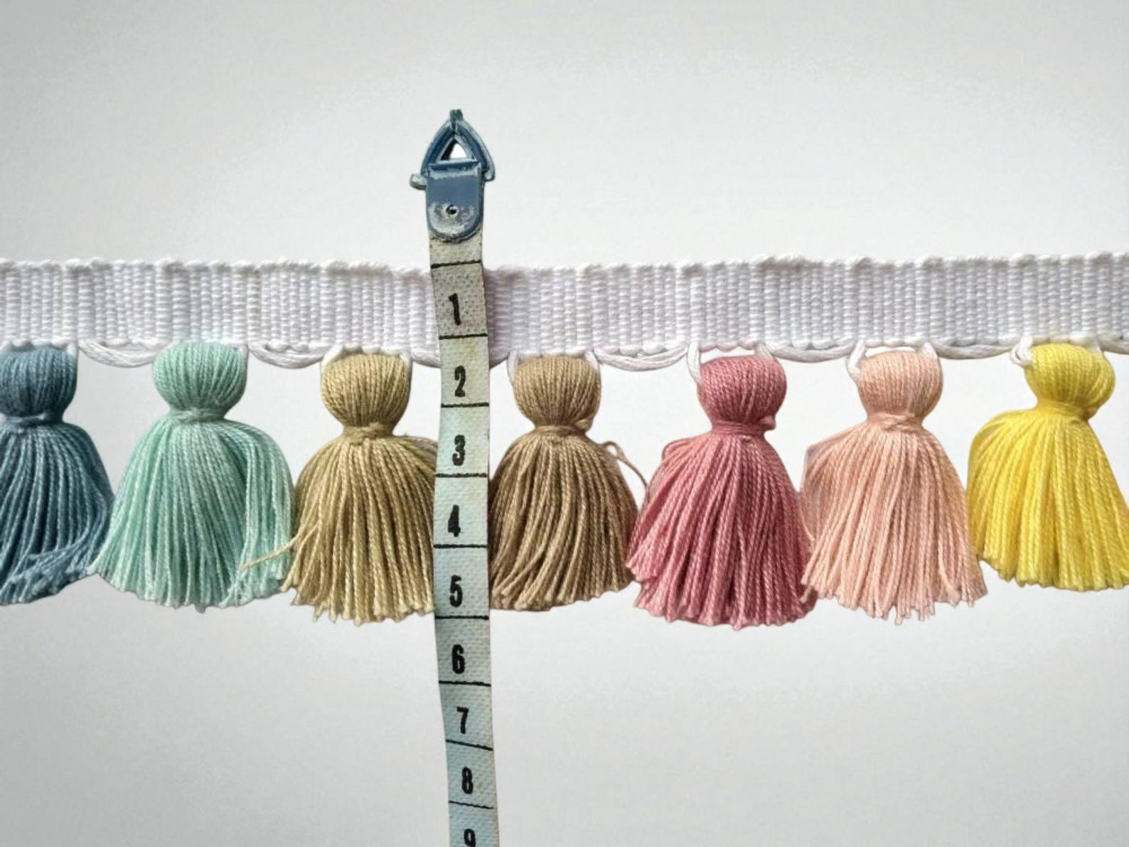 multi colored tassel fringe trim, tassel trim, tassel trim by the yard, tassel fringe, trim for cushions, trim for curtains, fringe trim