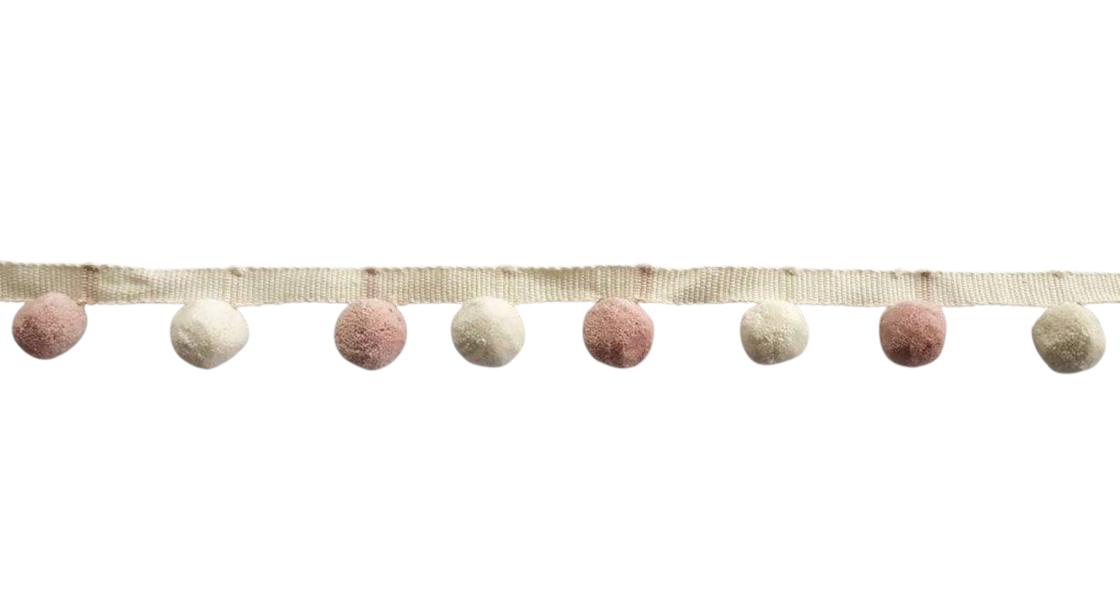 pale rose/blush pink ivory pom pom trim, pom pom trim,  pom pom fringe,  pom pom garland, pom pom cushions, curtain pom pom trim,  pom poms