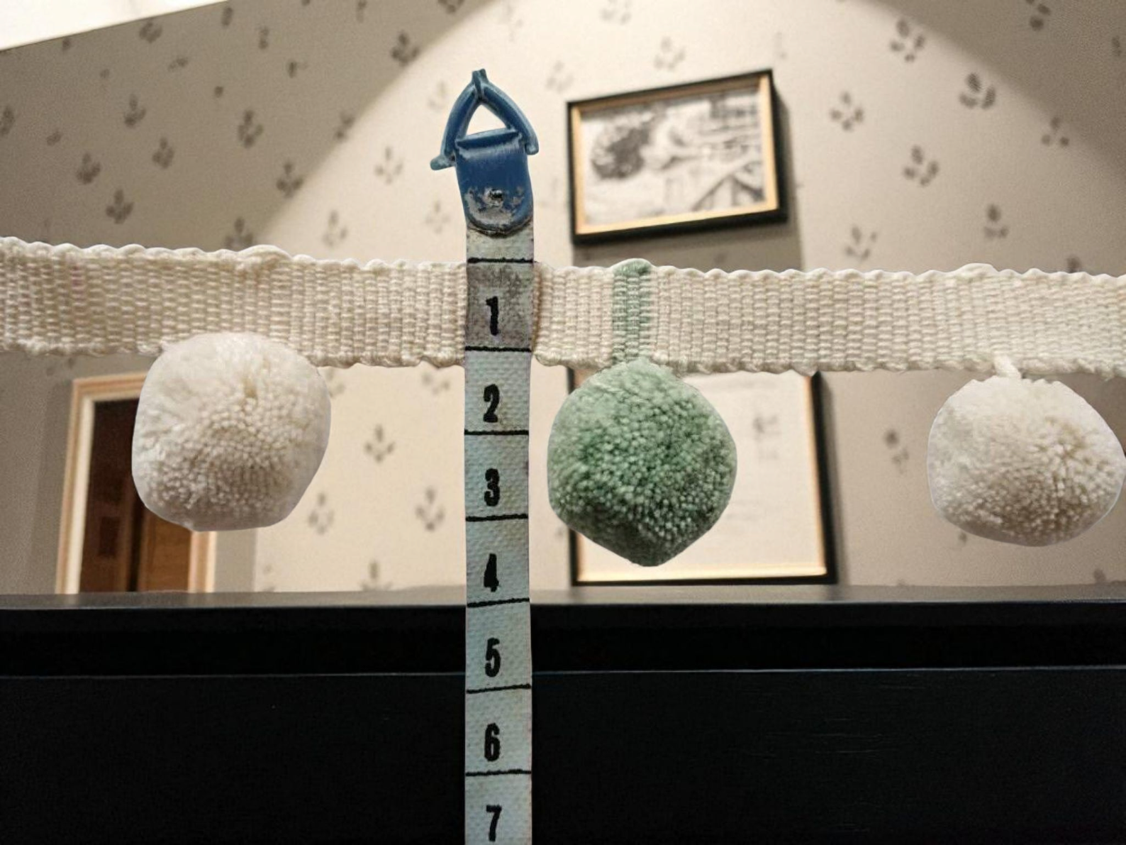 Sage green pom pom trim, ivory pom pom trim, handmade pom poms, sage green bobble trim, ivory bobble trim