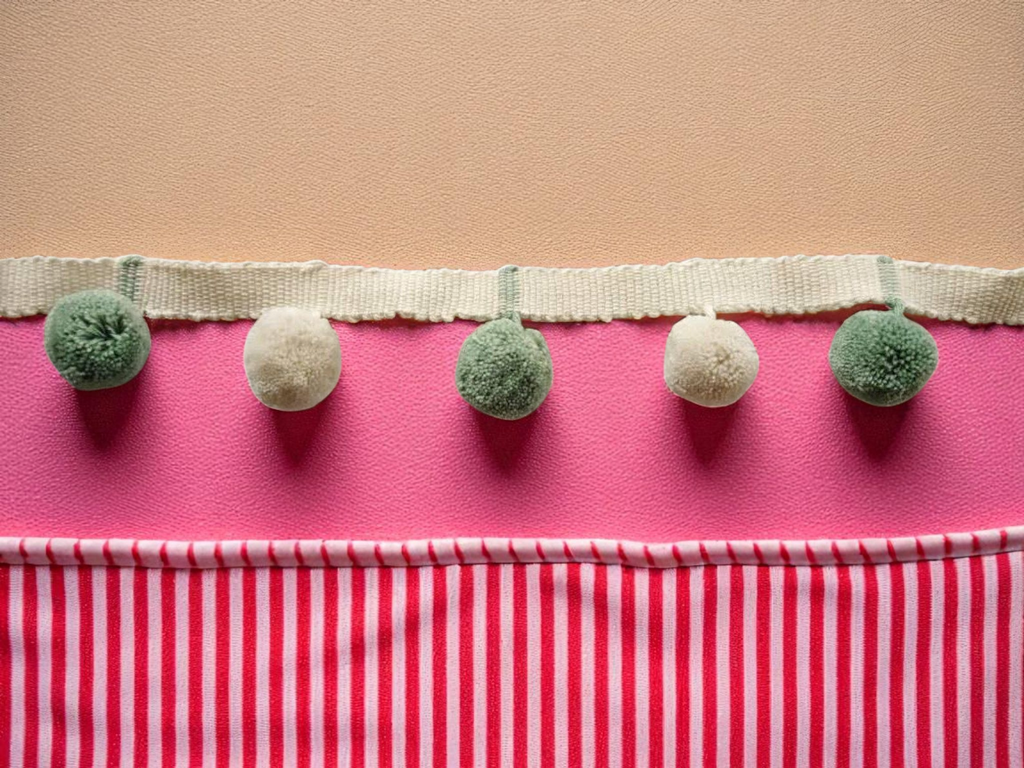 Sage green pom pom trim, ivory pom pom trim, handmade pom poms, sage green bobble trim, ivory bobble trim