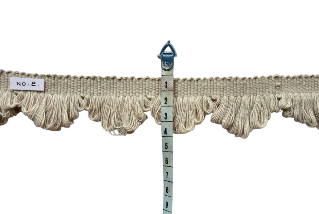 light stone fan edge trim, loop fringe trim, fan edge looped fringetrims, cotton trims, fan edge trim, trims by the yard, looped fringe trim
