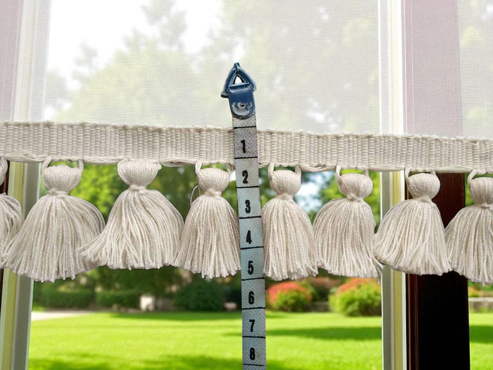Ivory tassel trim, tassel fringe, tassel trim by the yard, tassel trim, fringe trim, curtain trim, wall art, gifts for dad, lampshade trim