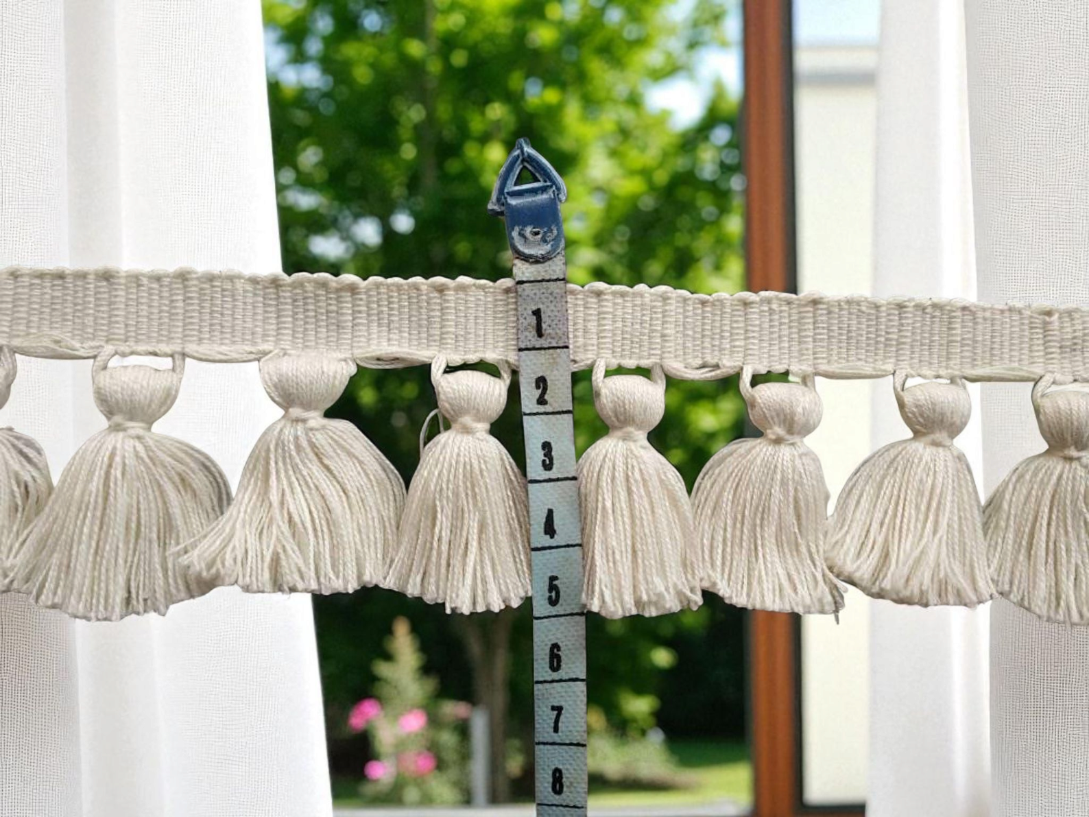 Ivory tassel trim, tassel fringe, tassel trim by the yard, tassel trim, fringe trim, curtain trim, wall art, gifts for dad, lampshade trim