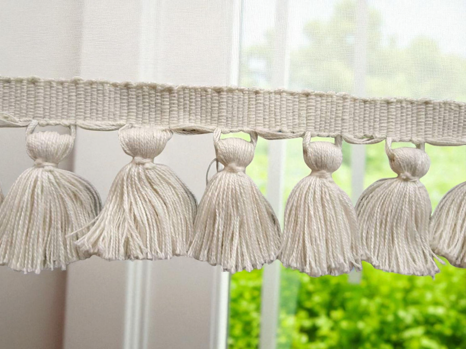 Ivory tassel trim, tassel fringe, tassel trim by the yard, tassel trim, fringe trim, curtain trim, wall art, gifts for dad, lampshade trim