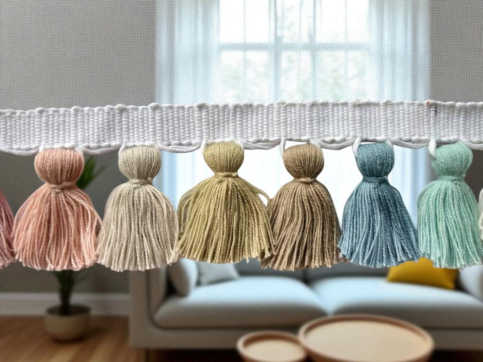 Tassel fringe trim, tassel trim, tassel trim by the yard, tassel fringe, trim for cushions, trim for curtains, fringe trim, tassels