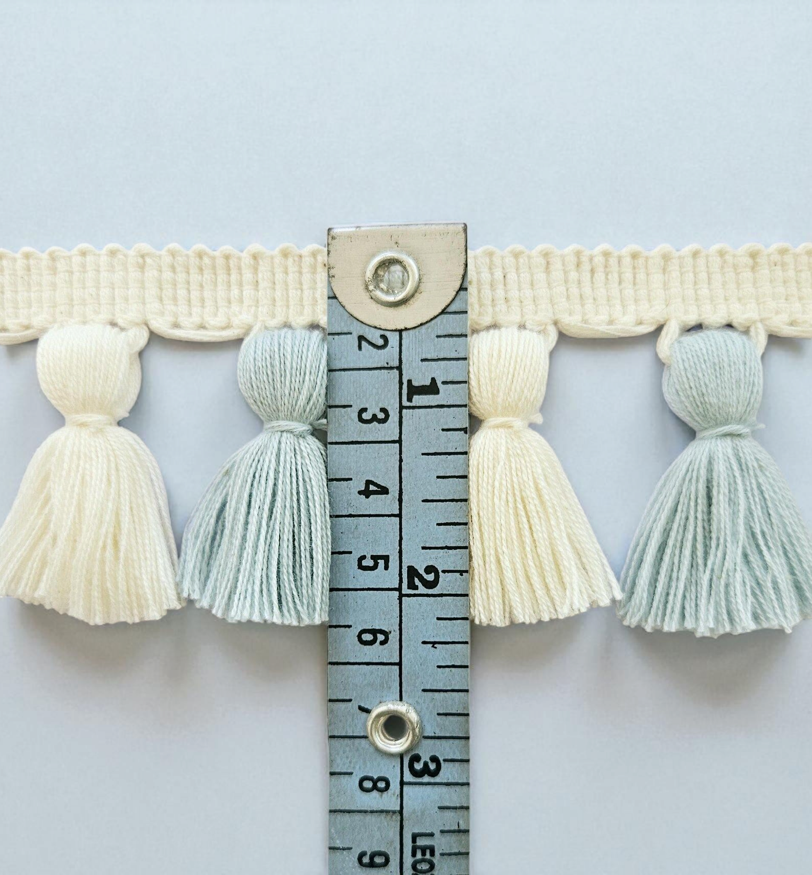 China blue and ivory Handmade tassel trim multi color, tassel trim, tassel trim by the yard, fringe trim, tassel fringe trim, lampshade trim