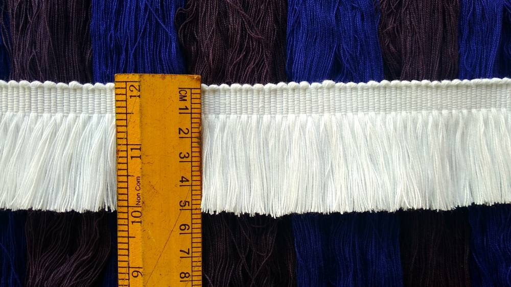 White brush fringe, brush fringe for cushions, brush fringe trim, trim for curtains, trim for fabric, trimmings, trim, trim for curtains
