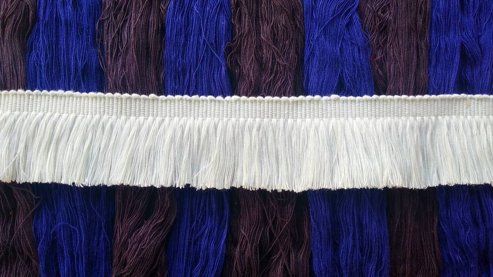 White brush fringe, brush fringe for cushions, brush fringe trim, trim for curtains, trim for fabric, trimmings, trim, trim for curtains