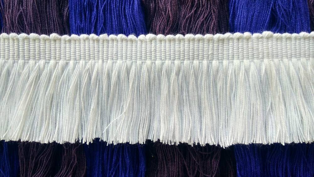 White brush fringe, brush fringe for cushions, brush fringe trim, trim for curtains, trim for fabric, trimmings, trim, trim for curtains