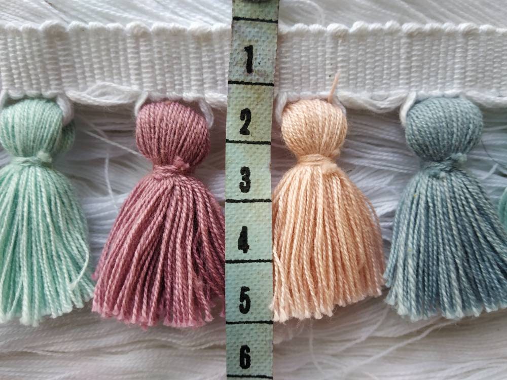 multi colored tassel fringe trim, tassel trim, tassel trim by the yard, tassel fringe, trim for cushions, trim for curtains, fringe trim
