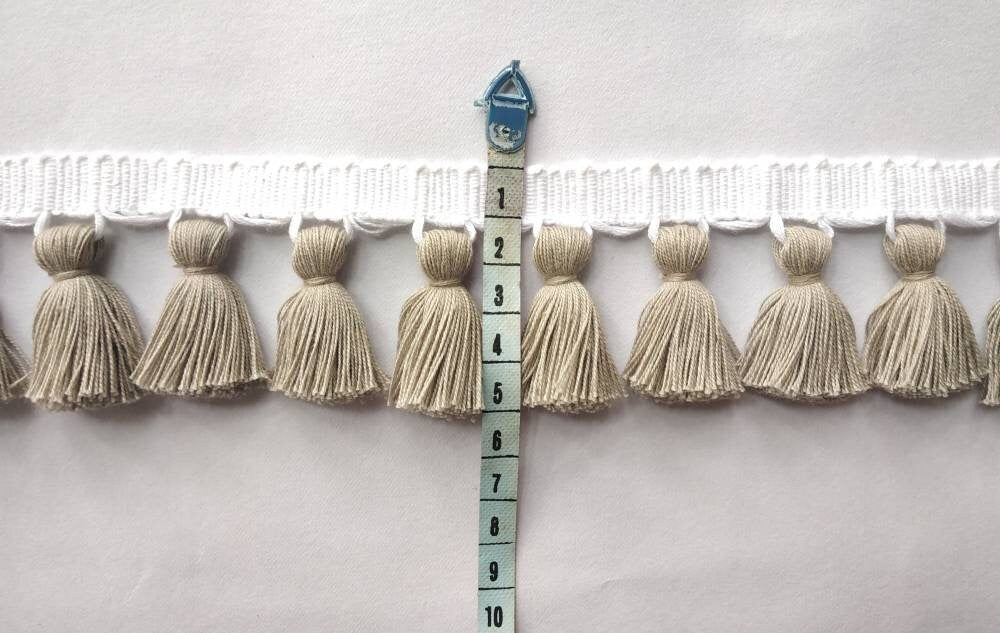 Tassel trim by the yard, tassel trim, tassel fringe, tassel fringe trim, handmade cotton tassel trim, 1 yard tassel trim