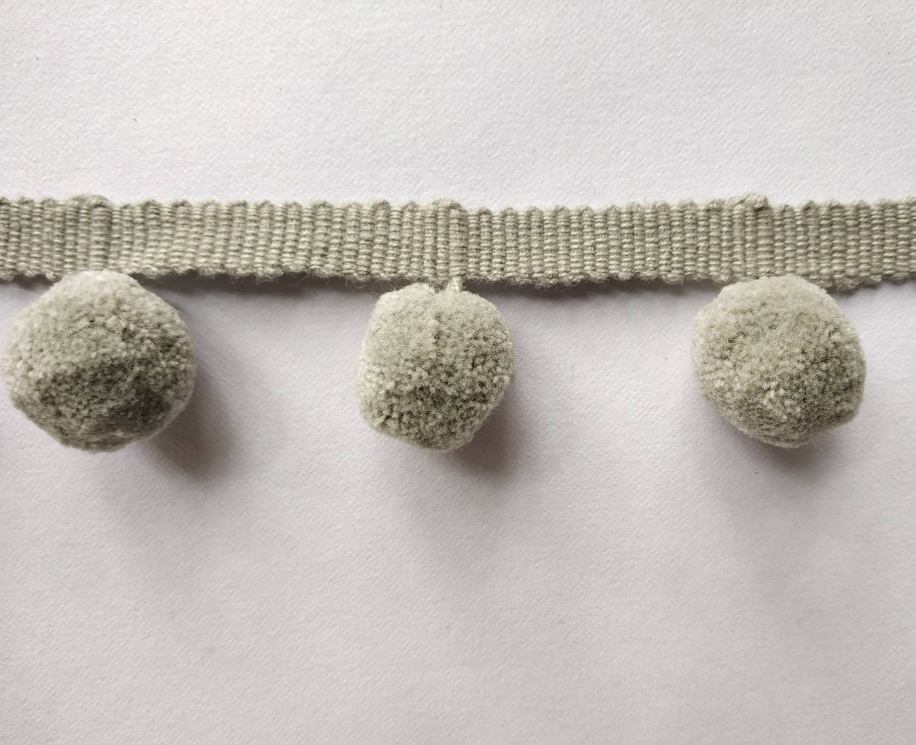 Size 2cm [0.78"] Pom Pom Bobble Trim Fringe Pompom Trimming - BEST QUALITY!! Gray color mini pom pom Handmade Cotton Pom Pom Trim Bobbles