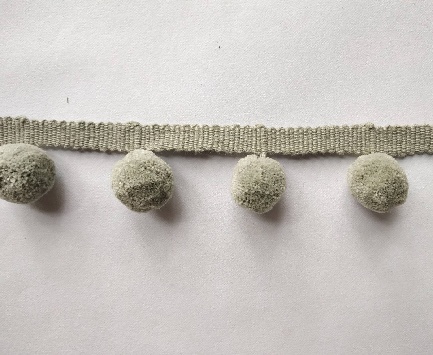 Size 2cm [0.78"] Pom Pom Bobble Trim Fringe Pompom Trimming - BEST QUALITY!! Gray color mini pom pom Handmade Cotton Pom Pom Trim Bobbles