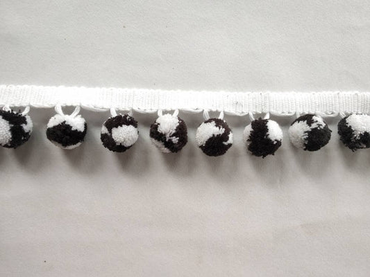Black and white mixed pom pom trim Fabric Sewing Accessories Pompom Trim Pom Pom Decoration Tassel Ball Fringe Ribbon Ribbon Ball Fringe