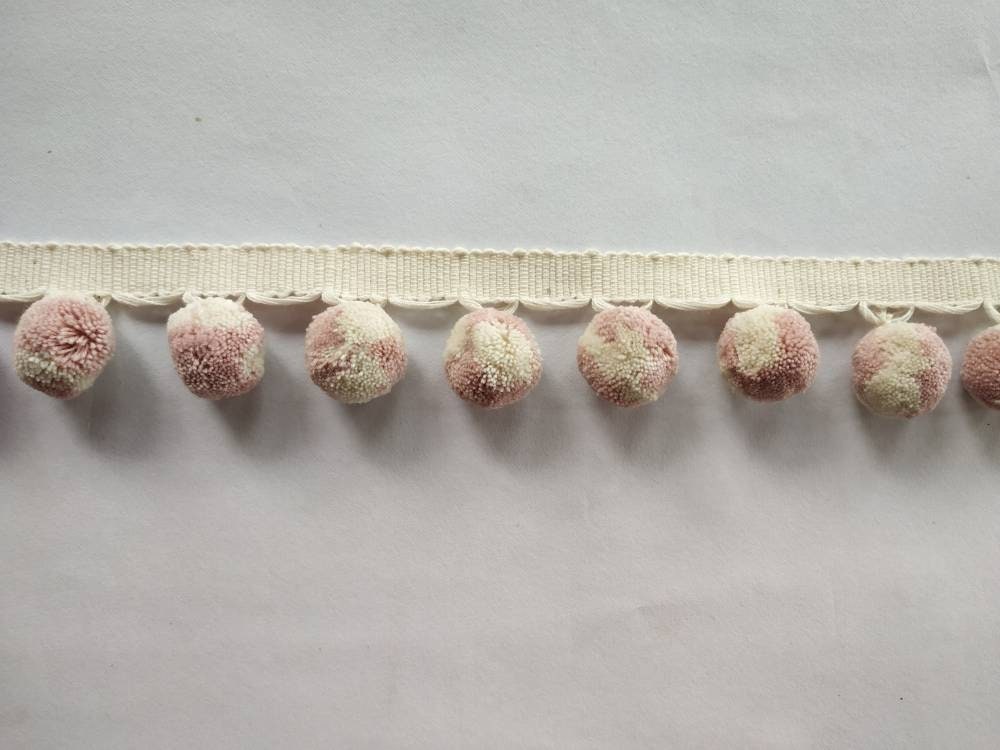 Pale rose and ivory mixed Fabric Sewing Accessories Pompom Trim Pom Pom Decoration Tassel Ball Fringe Ribbon Ribbon Ball Fringe, 2cm/0.78"