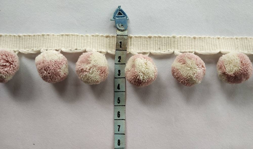 Pale rose and ivory mixed Fabric Sewing Accessories Pompom Trim Pom Pom Decoration Tassel Ball Fringe Ribbon Ribbon Ball Fringe, 2cm/0.78"
