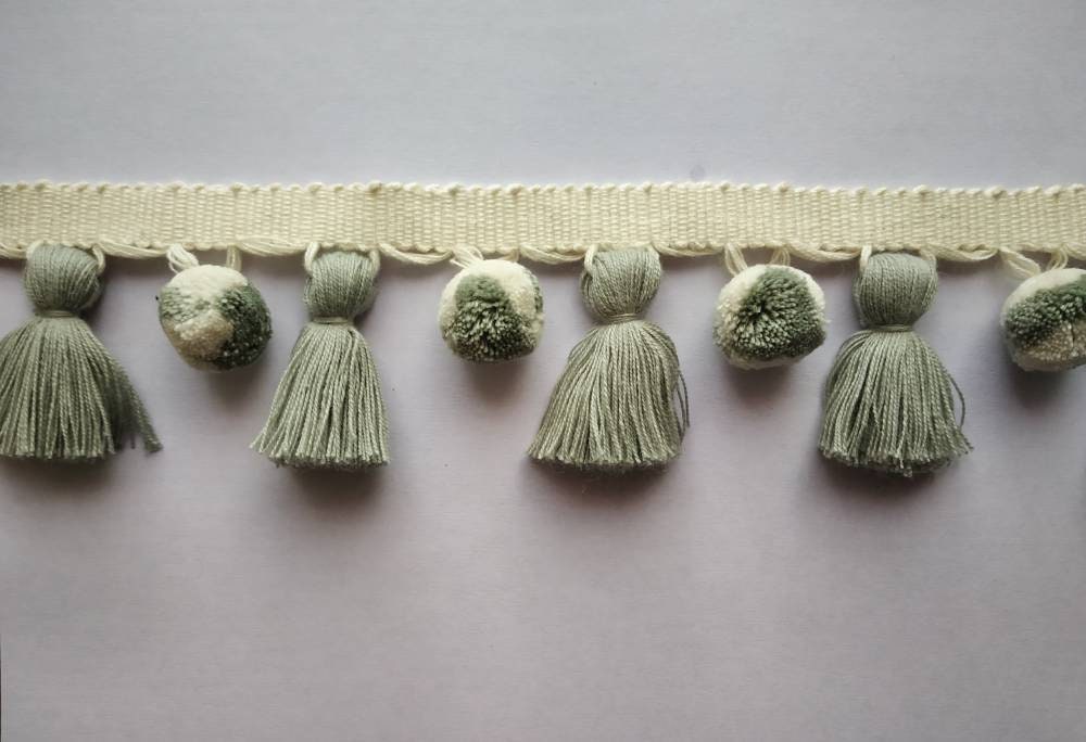 mixed pom pom tassel trim, tassel trim, pom pom trim, pom pom garland