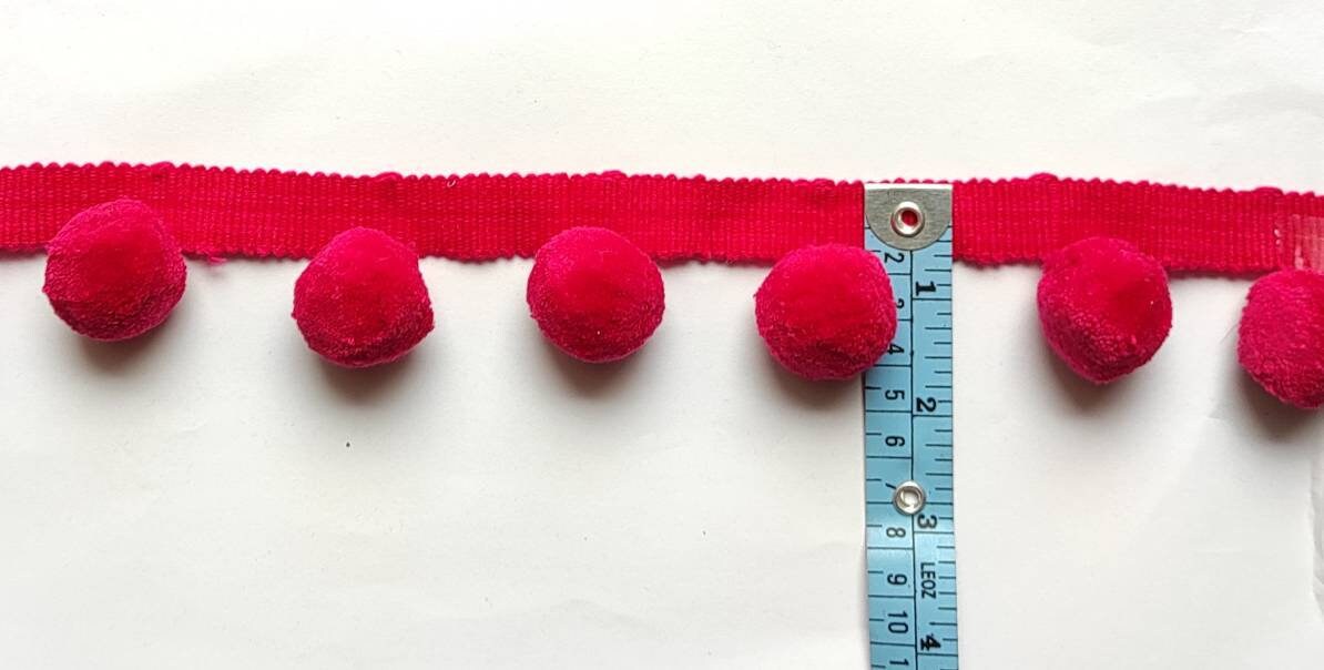 Dark Pink Pom Pom Trim, pom pom trimming, bobble fringe, bobble trim, pom pom fringe, bobble trim fringe, bobble, pom pom fringe trim
