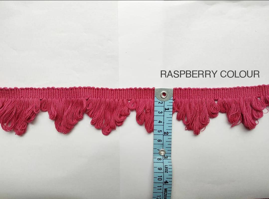 Raspberry fan edge trim, fan edge trim, lampshade trim, trims by the yards, cotton trim, home decore, curtain trims, looped trims, trimmings