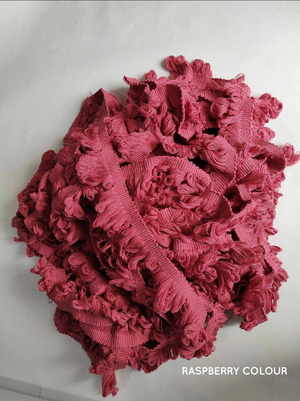 Raspberry fan edge trim, fan edge trim, lampshade trim, trims by the yards, cotton trim, home decore, curtain trims, looped trims, trimmings