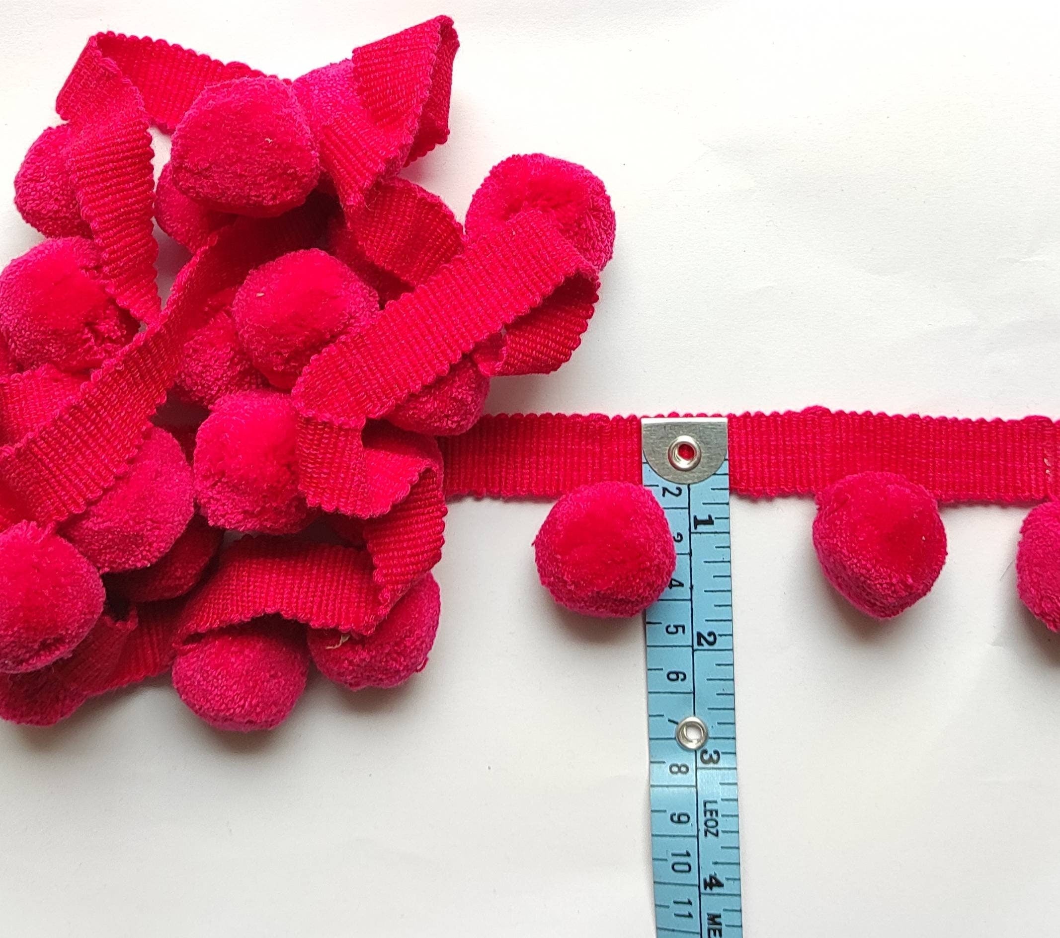 Dark Pink Pom Pom Trim, pom pom trimming, bobble fringe, bobble trim, pom pom fringe, bobble trim fringe, bobble, pom pom fringe trim