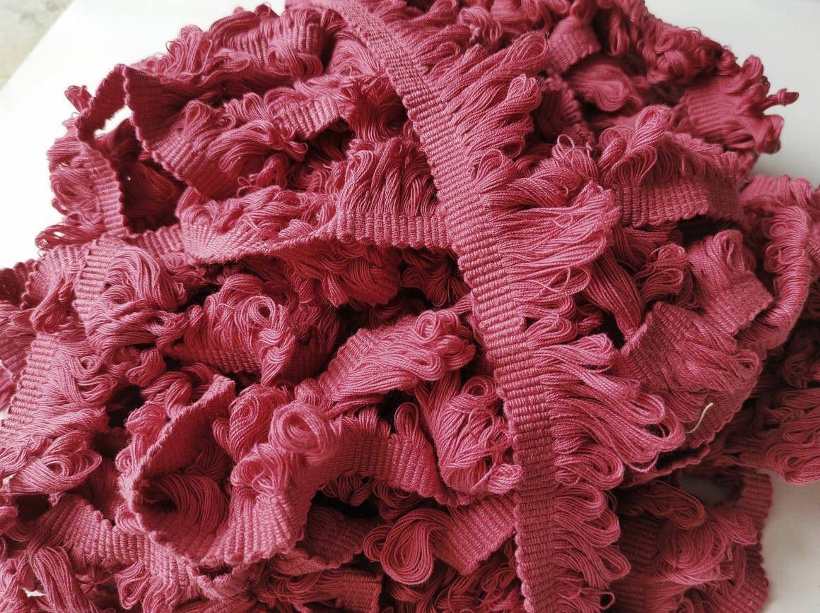 Raspberry fan edge trim, fan edge trim, lampshade trim, trims by the yards, cotton trim, home decore, curtain trims, looped trims, trimmings