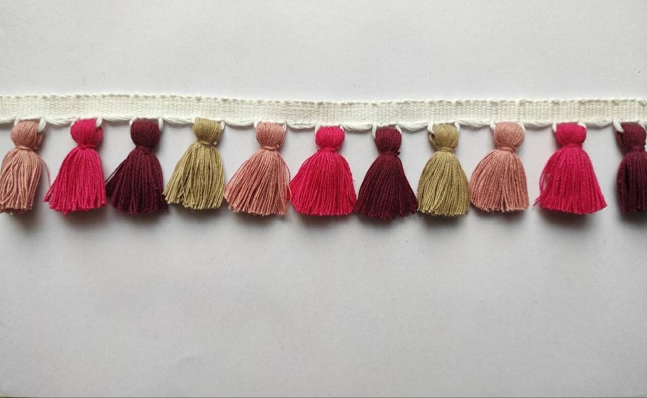 multi colored tassel fringe trim, tassel trim, tassel trim by the yard, tassel fringe, trim for cushions, trim for curtains, fringe trim