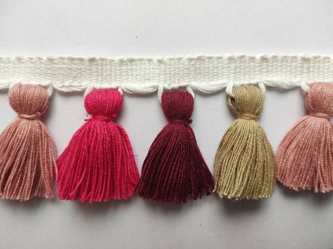 multi colored tassel fringe trim, tassel trim, tassel trim by the yard, tassel fringe, trim for cushions, trim for curtains, fringe trim
